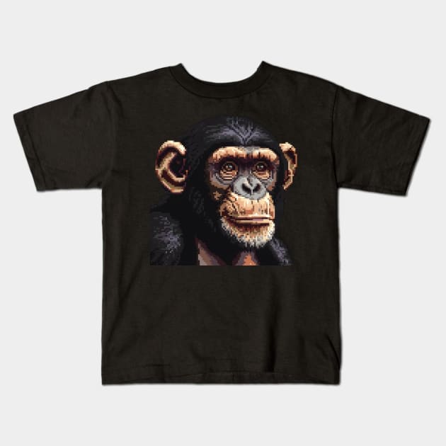 16-Bit Chimpanzee Kids T-Shirt by Animal Sphere